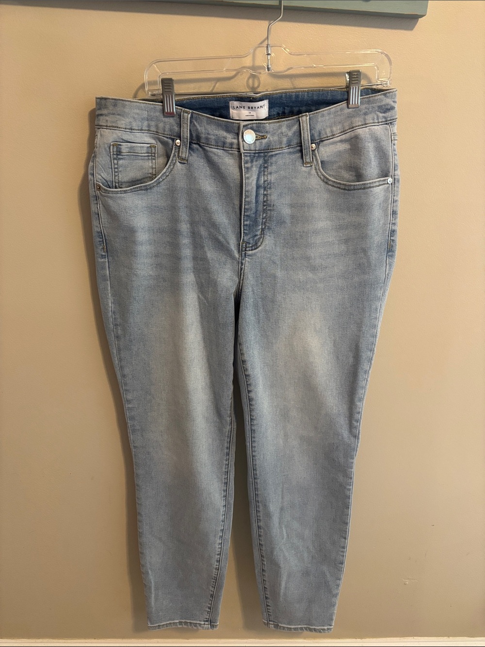 Lane Bryant Genius Fit Skinny Jeans Womens 16 Mid Rise Light Wash Stretch Denim